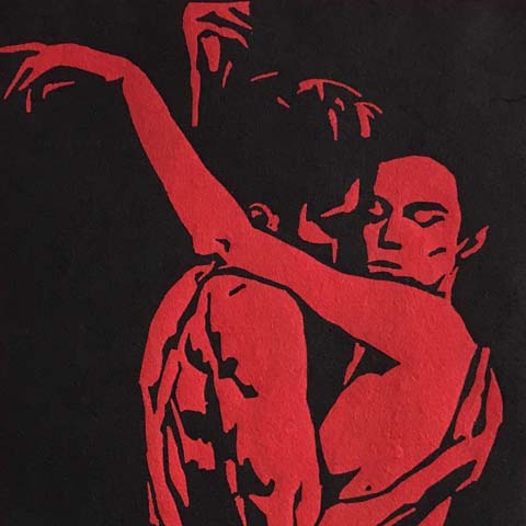 Eva (black on red)