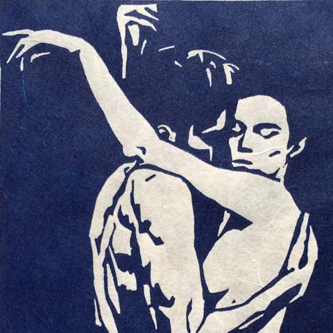 Eva (blue on cream)